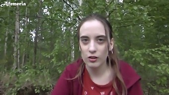 Amateur Girlfriend Gives A Handjob And Blowjob In The Woods, Swallowing Cum