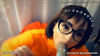 Velma Gives A Blowjob To The Monster And Swallows His Cum - Scooby Doo