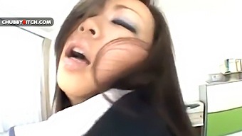 A Japanese Office Worker With A Curvy Buttocks Rides Backwards On Top