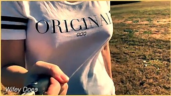 A Married Woman Strolls Around A Golf Course Without A Bra